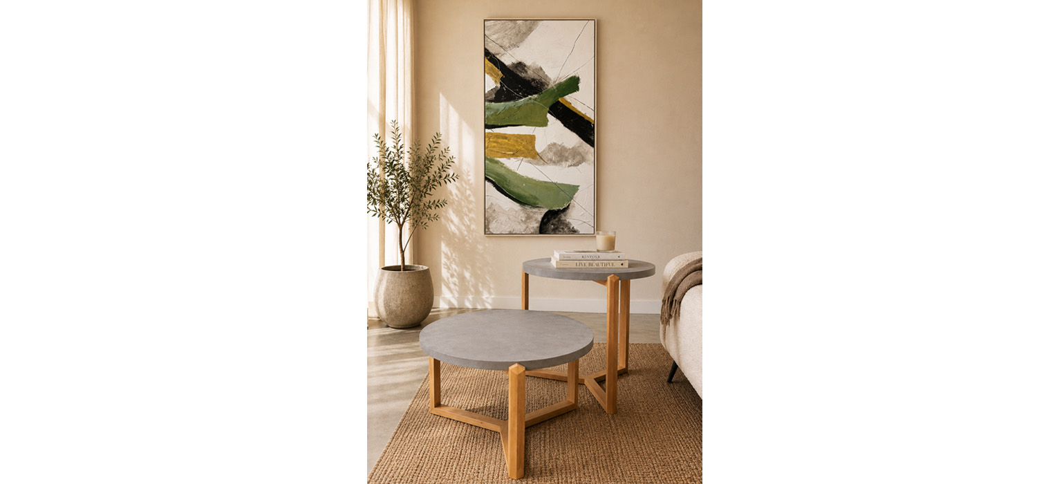 SOFA AMBIENTE VELADOR CEMENTO MADERA 2